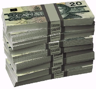 Stack of Canadian $20 Bills